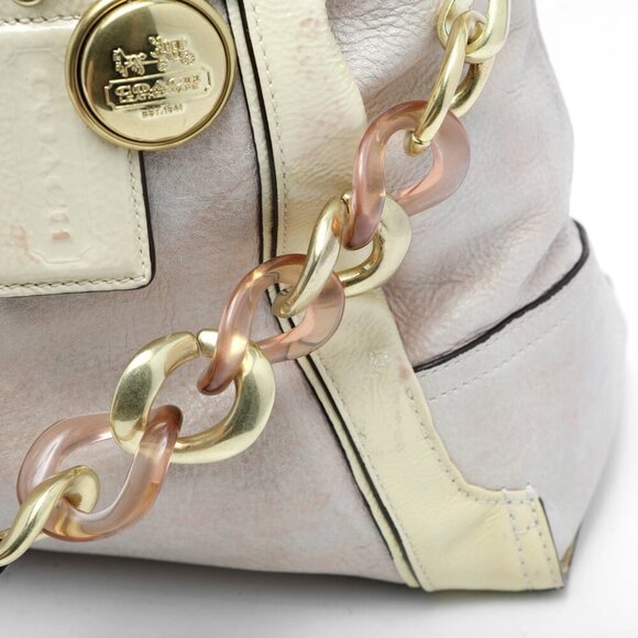 COACH Flagship Leather Ella Satchel Shoulder Bag Gold Parchment Cream Yellow - Picture 13 of 16